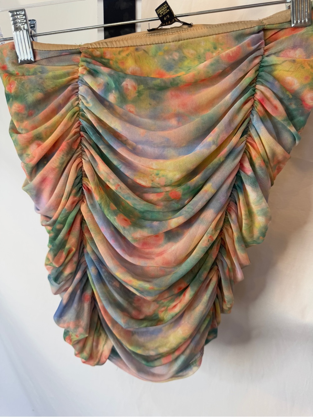 AFRM Martina Ruched Mesh Mini Skirt Multi Color - Picture 15 of 15